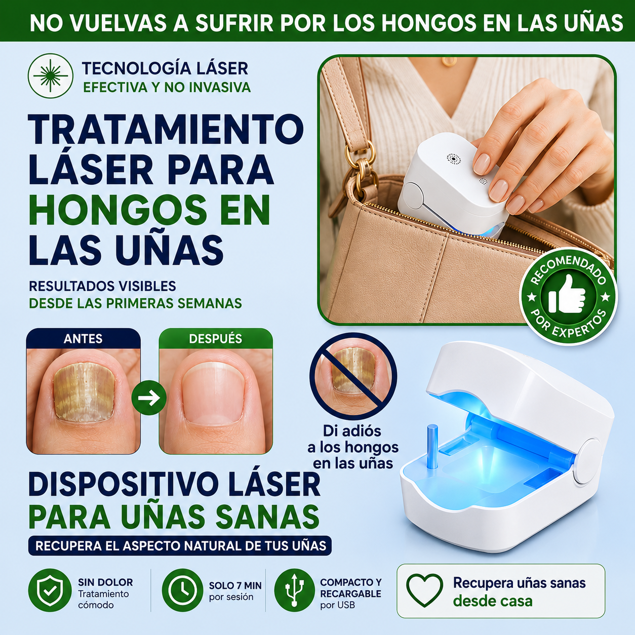 DISPOSITIVO LÁSER PARA HONGOS • SOLO 7 MIN POR SESIÓN • NUEVO EN ESPAÑA