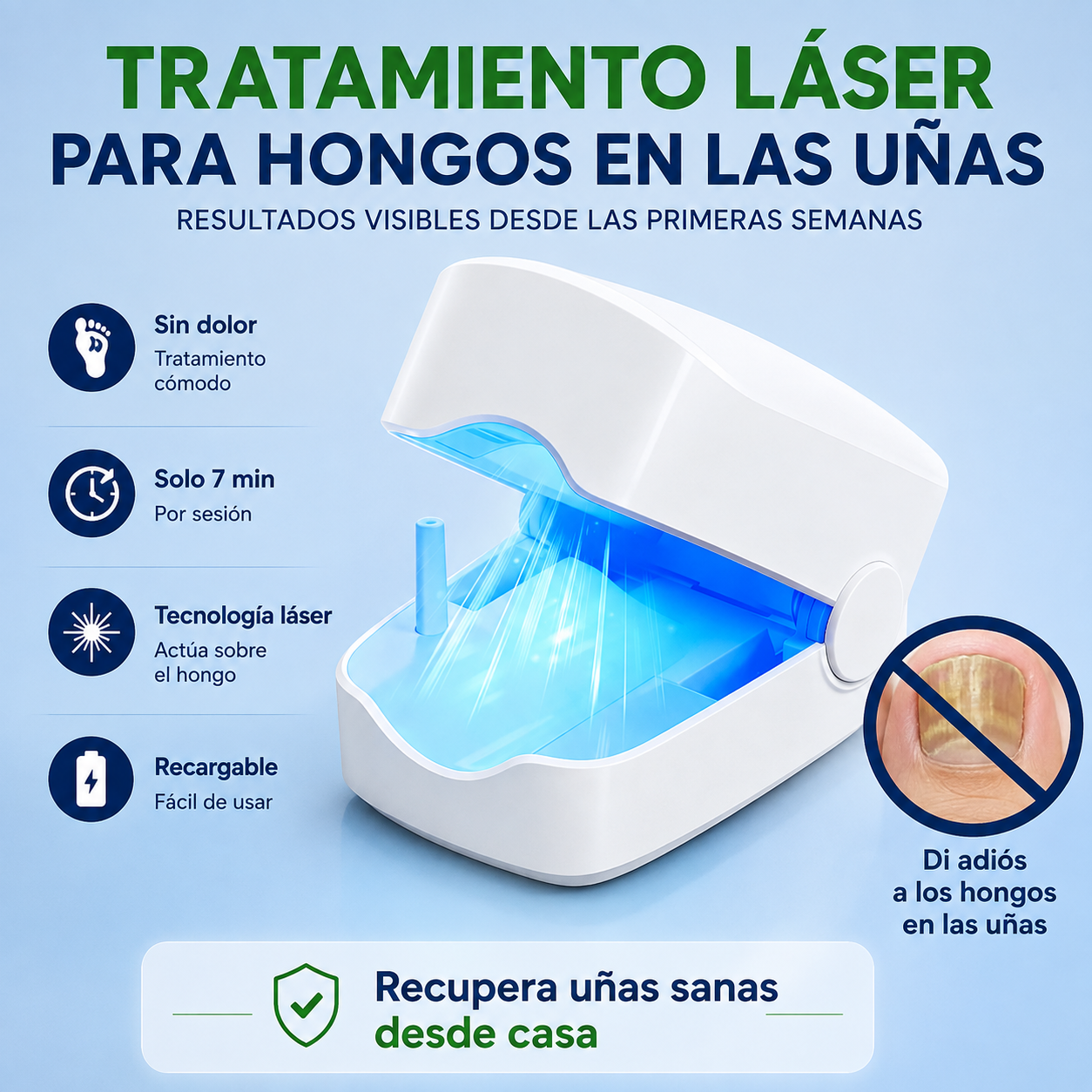 DISPOSITIVO LÁSER PARA HONGOS • SOLO 7 MIN POR SESIÓN • NUEVO EN ESPAÑA