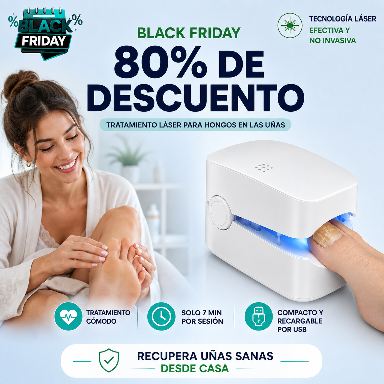 DISPOSITIVO LÁSER PARA HONGOS • SOLO 7 MIN POR SESIÓN • NUEVO EN ESPAÑA
